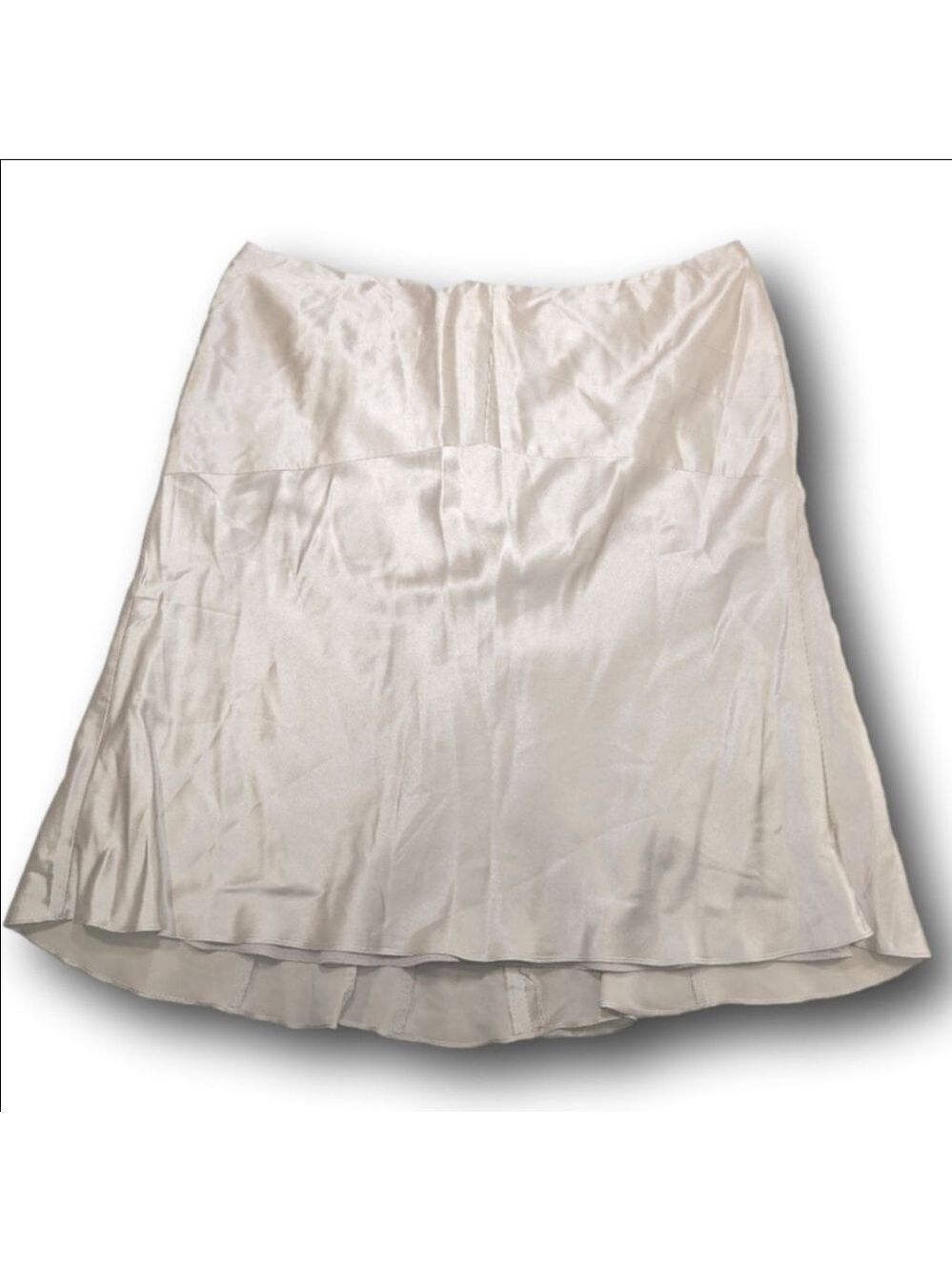 Women's Ann Taylor LOFT Petites 14P Beige Silk A-Line Skirt